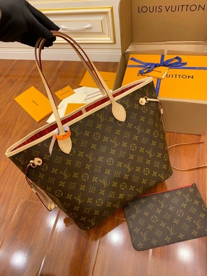 Monogramm-Segeltuch Neverfull Millimeter Louis Vuitton Designer Monogram Bags rosa italienisches Leder der Kategorie A