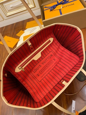 Monogramm-Segeltuch Neverfull Millimeter Louis Vuitton Designer Monogram Bags rosa italienisches Leder der Kategorie A