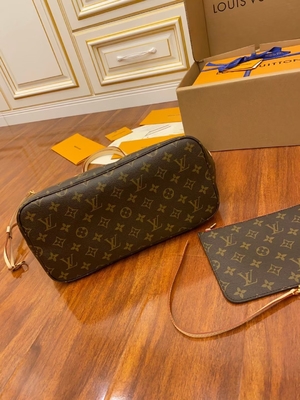 Monogramm-Segeltuch Neverfull Millimeter Louis Vuitton Designer Monogram Bags rosa italienisches Leder der Kategorie A