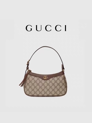 Kleines Oberstes Segeltuch-Leder-Underarm Umhängetasche GUCCI Ophidia GG