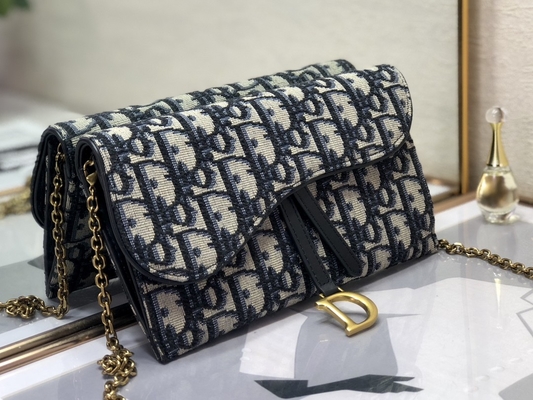 Soem brannte Sattel langen Dior Oblique Jacquard Pouch Wallet ein