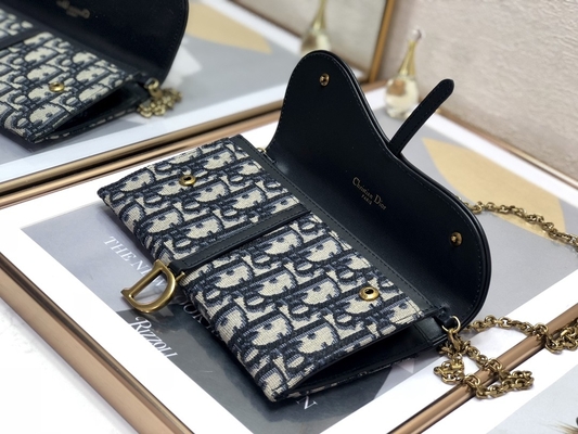 Soem brannte Sattel langen Dior Oblique Jacquard Pouch Wallet ein