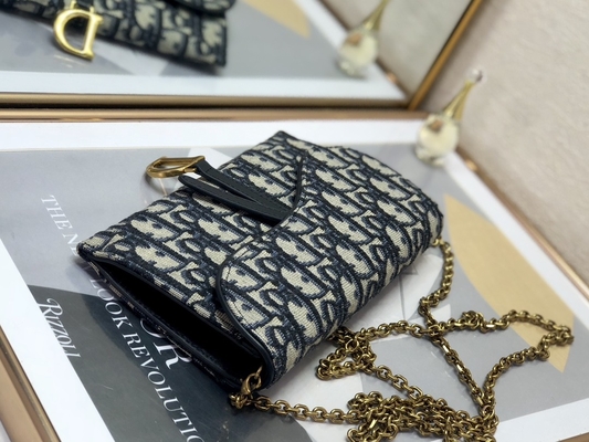 Soem brannte Sattel langen Dior Oblique Jacquard Pouch Wallet ein