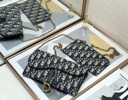 Soem brannte Sattel langen Dior Oblique Jacquard Pouch Wallet ein