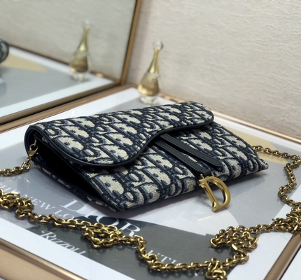 Soem brannte Sattel langen Dior Oblique Jacquard Pouch Wallet ein