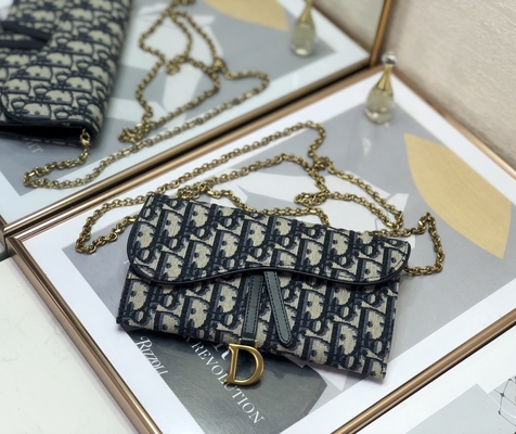 Soem brannte Sattel langen Dior Oblique Jacquard Pouch Wallet ein