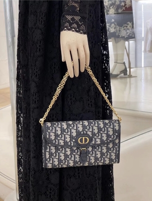 Soem brannte Sattel langen Dior Oblique Jacquard Pouch Wallet ein