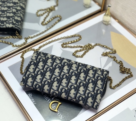 Soem brannte Sattel langen Dior Oblique Jacquard Pouch Wallet ein