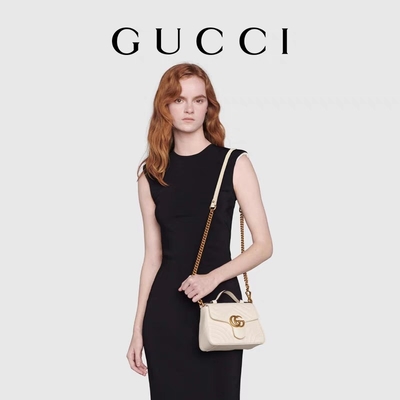 Weißes Kalbsleder eingebrannt Bote-Bag GG Marmont Tote Bag Quilted Leather