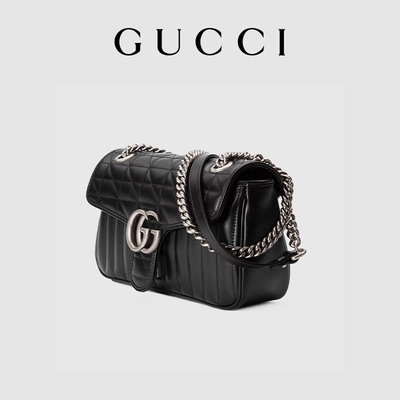 GUCCI-GG brannte Bote-Bag Marmont Shoulder-Tasche kleines gestepptes Leder ein