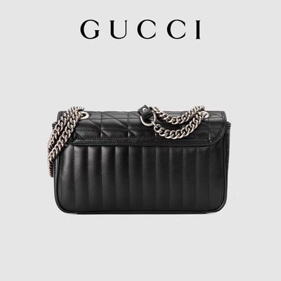 GUCCI-GG brannte Bote-Bag Marmont Shoulder-Tasche kleines gestepptes Leder ein