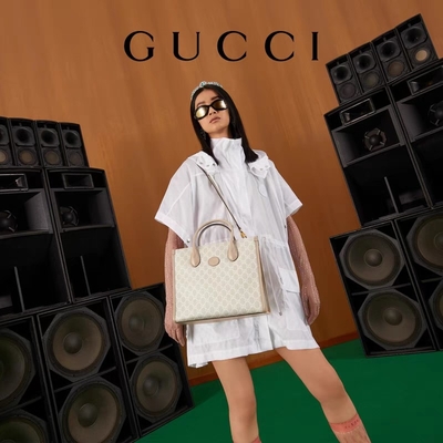 Kleine Oberste Gucci-Segeltuch-Umhängetasche Tote With Interlocking G