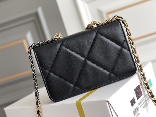 Lammfell-Gold Preloved brannte Klappen-Tasche Taschen-Chanels 19 Mini-Soem ein