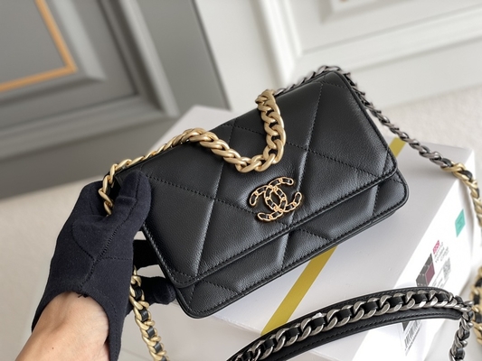 Lammfell-Gold Preloved brannte Klappen-Tasche Taschen-Chanels 19 Mini-Soem ein