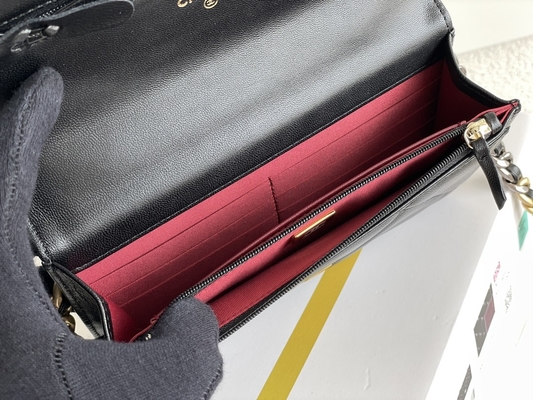 Lammfell-Gold Preloved brannte Klappen-Tasche Taschen-Chanels 19 Mini-Soem ein