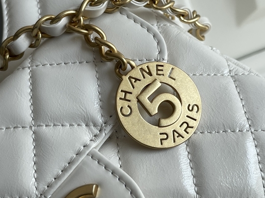 Klassisches weißes Kalbsleder Preloved brannte Taschen-Kette Chanel 2023 Kreuzfahrt-Taschen ein