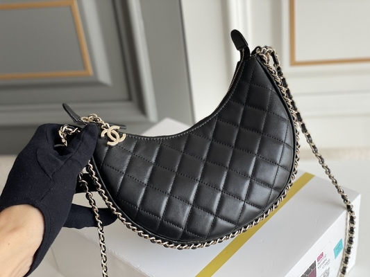 Schwarzes Ketten-Mini Sling Bag Branded Chanel-Landstreicher-Handtaschen-Kalbsleder-Leder