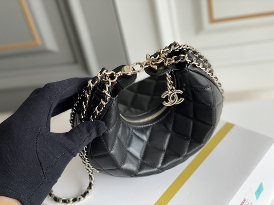 Schwarzes Ketten-Mini Sling Bag Branded Chanel-Landstreicher-Handtaschen-Kalbsleder-Leder