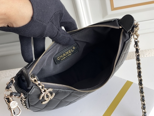 Schwarzes Ketten-Mini Sling Bag Branded Chanel-Landstreicher-Handtaschen-Kalbsleder-Leder