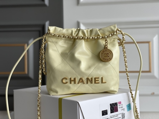 Rosa-weißes schwarzes Gelb Chanel Branded Ladys Handbags 22B MINI-Kalbsleder-22S