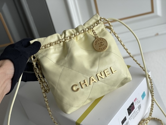 Rosa-weißes schwarzes Gelb Chanel Branded Ladys Handbags 22B MINI-Kalbsleder-22S