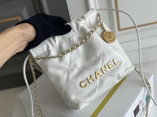 Rosa-weißes schwarzes Gelb Chanel Branded Ladys Handbags 22B MINI-Kalbsleder-22S