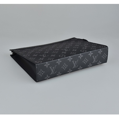 Monogramm-Eklipse brannte Ordnung Pochette Louis Vuitton Voyage Pouch Canvas die Tasche der Männer ein
