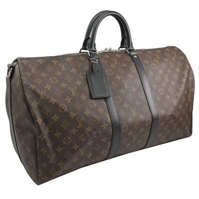 Macassar beschichtete Segeltuch LV Keepall BandoulièRe 55 Louis Vuitton M56714