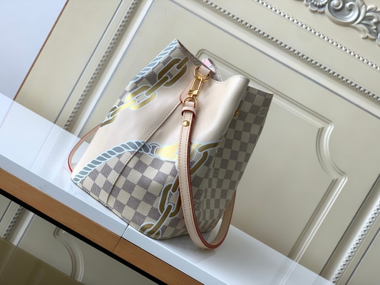 Weißes Rosa Damier Azur Canvas LV brannte Eimer-Tasche Bote-Bag NéONoé Millimeter ein
