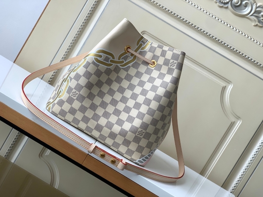Weißes Rosa Damier Azur Canvas LV brannte Eimer-Tasche Bote-Bag NéONoé Millimeter ein