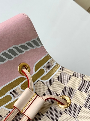 Weißes Rosa Damier Azur Canvas LV brannte Eimer-Tasche Bote-Bag NéONoé Millimeter ein