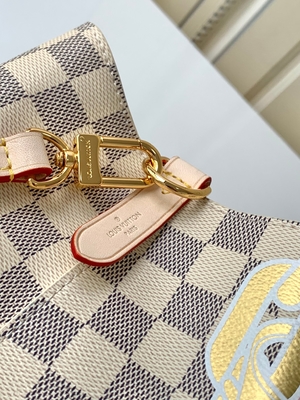 Weißes Rosa Damier Azur Canvas LV brannte Eimer-Tasche Bote-Bag NéONoé Millimeter ein
