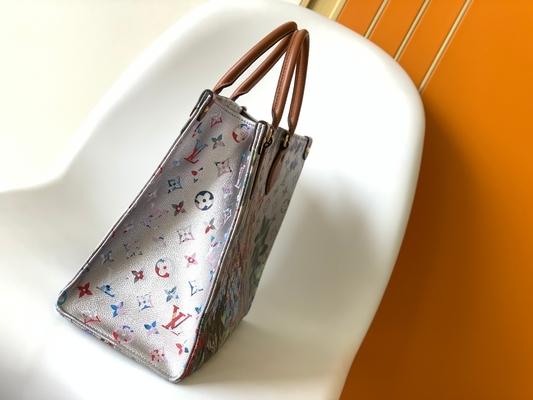 Blumenmuster-silbernes überzogenes Segeltuch OnTheGo Millimeter Mini Sling Bag Branded M81724