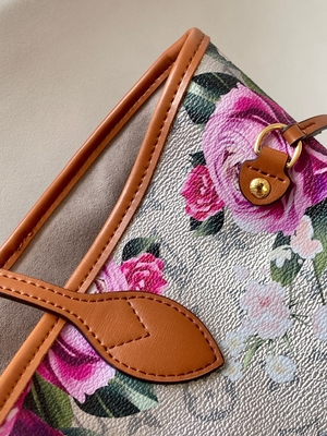 Blumenmuster-Silber Louis Vuitton Large Never Full M21352