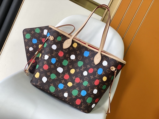 schwarze Monogramm-Tasche LV X Yayoi Kusama Louis Vuitton Neverfull Millimeter Mehrfarben