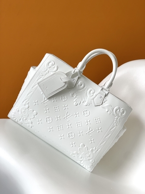 Weißes Monogramm Preloved brannte Tasche Louis Vuitton Sac Plat Tote ein