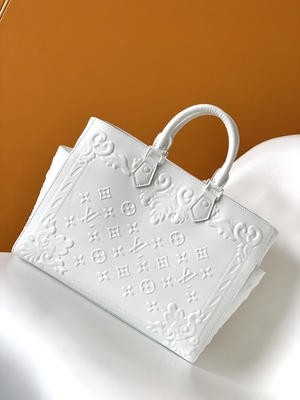 Weißes Monogramm Preloved brannte Tasche Louis Vuitton Sac Plat Tote ein