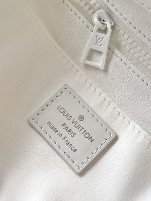 Weißes Monogramm Preloved brannte Tasche Louis Vuitton Sac Plat Tote ein