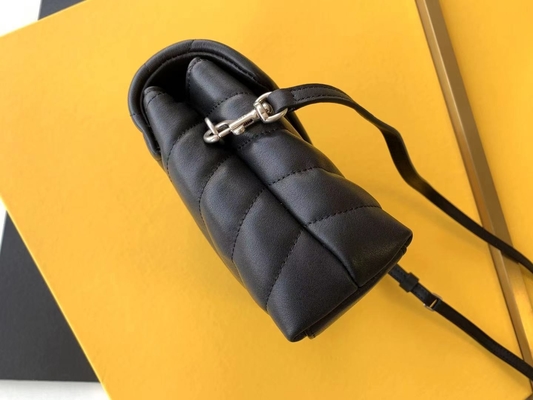 YVES SAINT LAURENT-Heilig-Laurent Ladys Cassandra Chain Shoulder-Taschen-Baumwollsegeltuch und Karamell-Brown-Kalbsleder