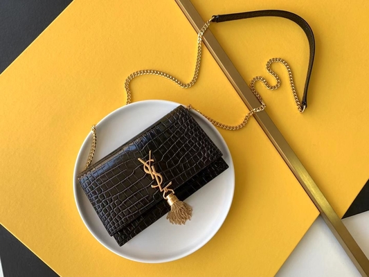 Kalbsleder YVES SAINT LAURENT-Schwarz-Taschen-Goldkette Kate Small Tassel
