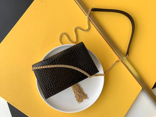 Kalbsleder YVES SAINT LAURENT-Schwarz-Taschen-Goldkette Kate Small Tassel