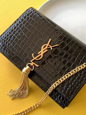 Kalbsleder YVES SAINT LAURENT-Schwarz-Taschen-Goldkette Kate Small Tassel