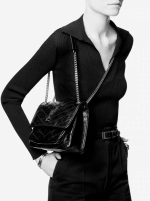 Lederner Griff YVES SAINT LAURENT WOC brandmarkte Bote-Bag DND1N 1000 NIKI