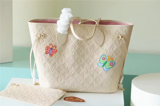 Partei brandmarkte Damen Monogramm Empreinte Handtasche Neverfull Millimeter mit Blumen-Marketerie