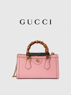 Rosa ledernes Soem GG-Gucci Diana Bamboo Bag Handbag
