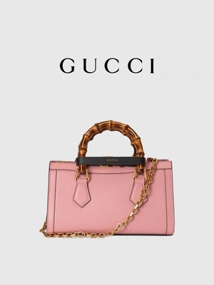 Rosa ledernes Soem GG-Gucci Diana Bamboo Bag Handbag
