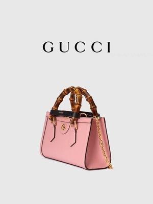 Rosa ledernes Soem GG-Gucci Diana Bamboo Bag Handbag