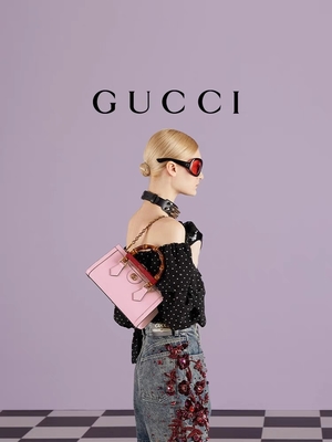Rosa ledernes Soem GG-Gucci Diana Bamboo Bag Handbag