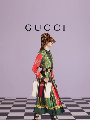 Weißes Baumwollsegeltuch Mini Blue Striped Tote Bag Guccis, der G ineinander greift