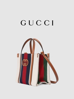 Leinenineinander greifeng brannte Boten Bag Gucci Blue und rote Streifen-Tasche ein